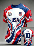 Men'S USA Football Lover Art Printed Polo Shirt