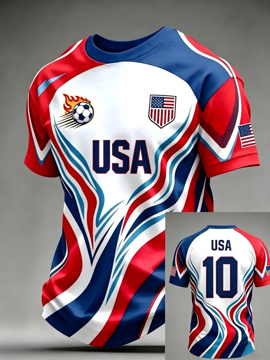 Men'S USA Football Lover Art Printed Polo Shirt