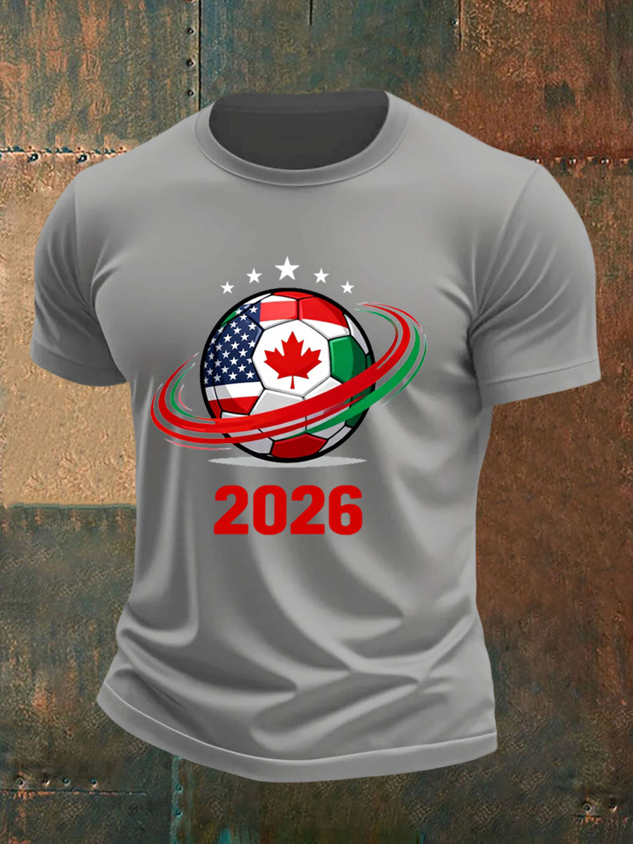 Men's   2026 Soccer Print Gift For Soccer Fans Casual Tee