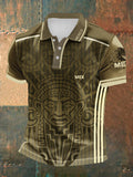 Men's Mexican Culture Aztec Design Short Sleeve POLO Sports Casual Shirt