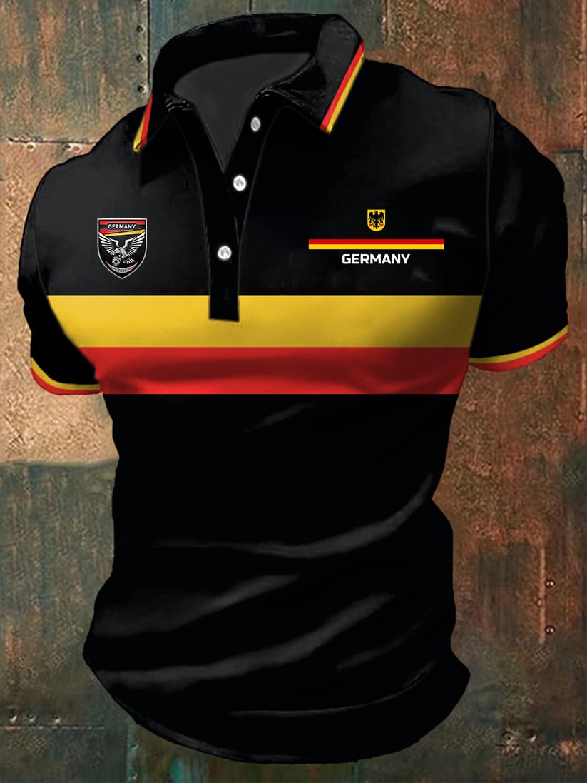 Men's Casual Germany Soccer Printed Polo Shirt
