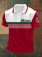 Men's Mexico Stripes Print Casual Polo