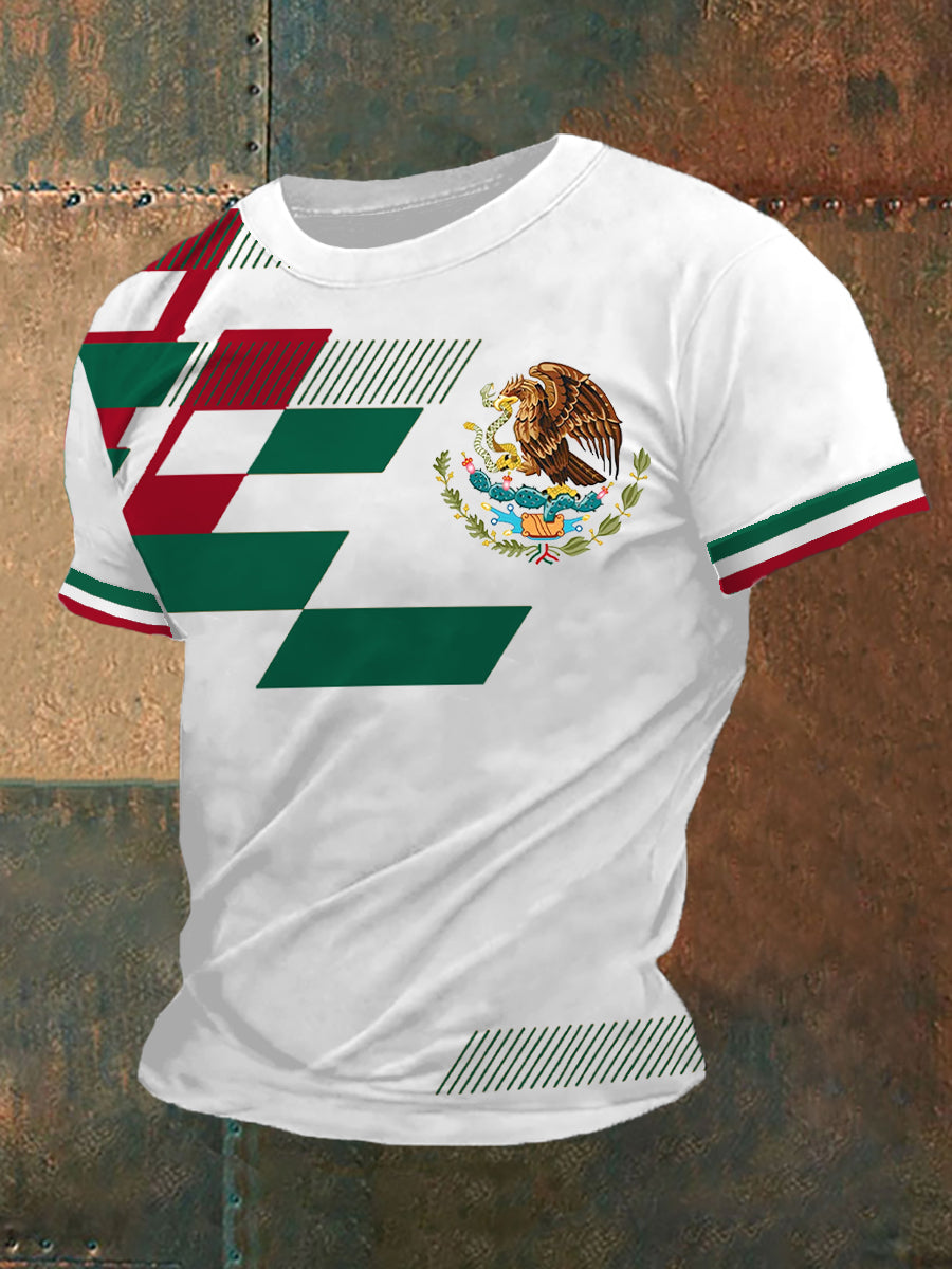 Men's Mexico Flag Print Casual Tee