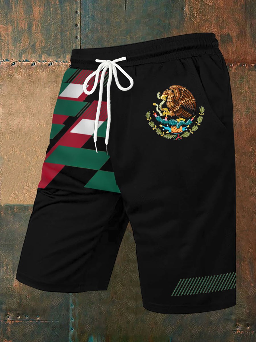 Men's Mexico Flag Print Casual Shorts