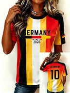 Women's Stylish Germany National Football Team Fan T-Shirt – Crew Neck, Short Sleeve