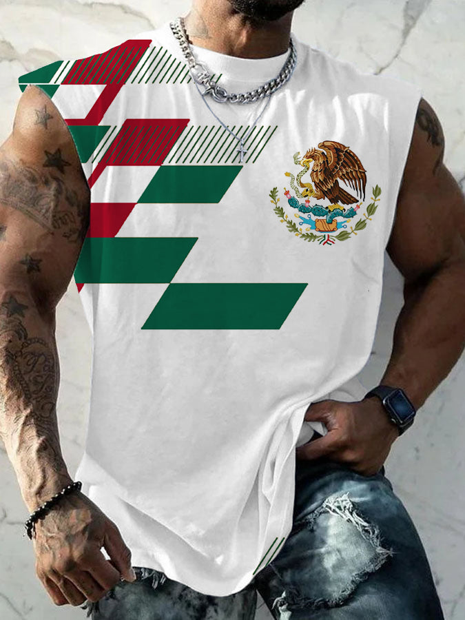 Men's Mexico Flag Print Casual Tank Top
