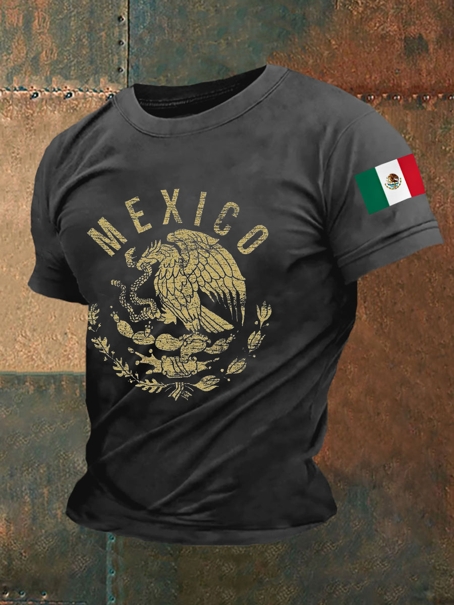 Men's Mexico Flag Print Casual Tee