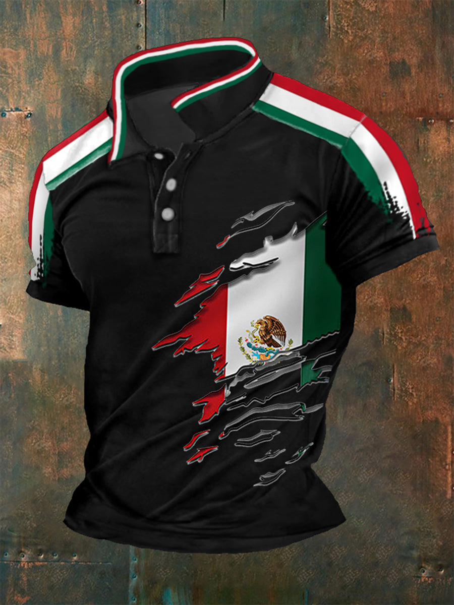 Men's Mexico Flag Print Casual Top
