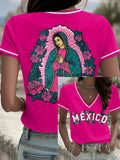 Women's Mexico Baseball Lover Printed T-shirt