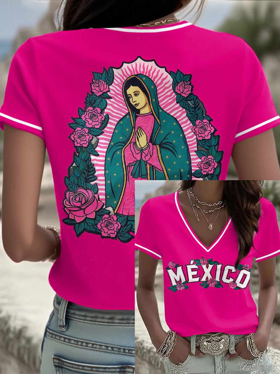 Women's Mexico Baseball Lover Printed T-shirt