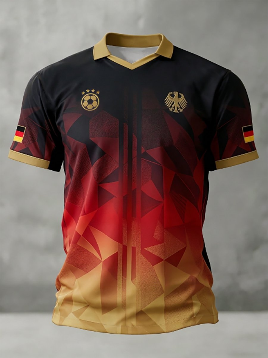 Men's German Football Team Fan Print Short-Sleeve Sports T-Shirt