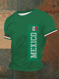 Men's Green Mexican Flag Printed Casual Short Sleeve Top