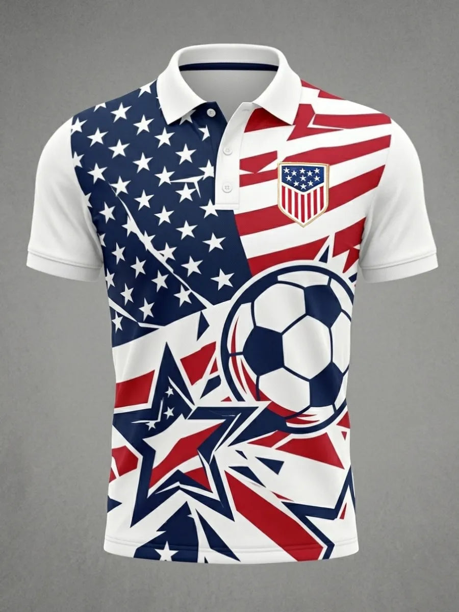 American Football Lover Print Men's Polo Shirt