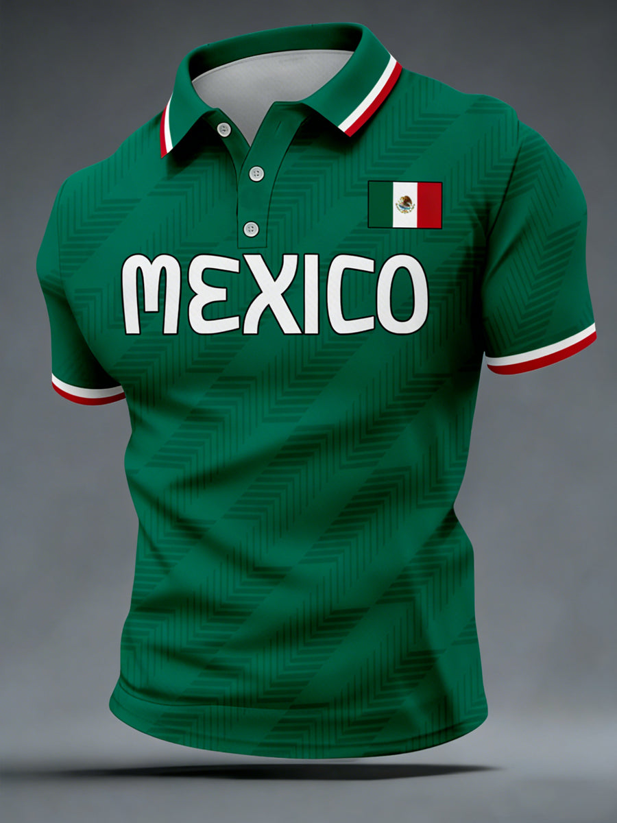 Men's Mexican Aztec Soccer Print Casual Polo