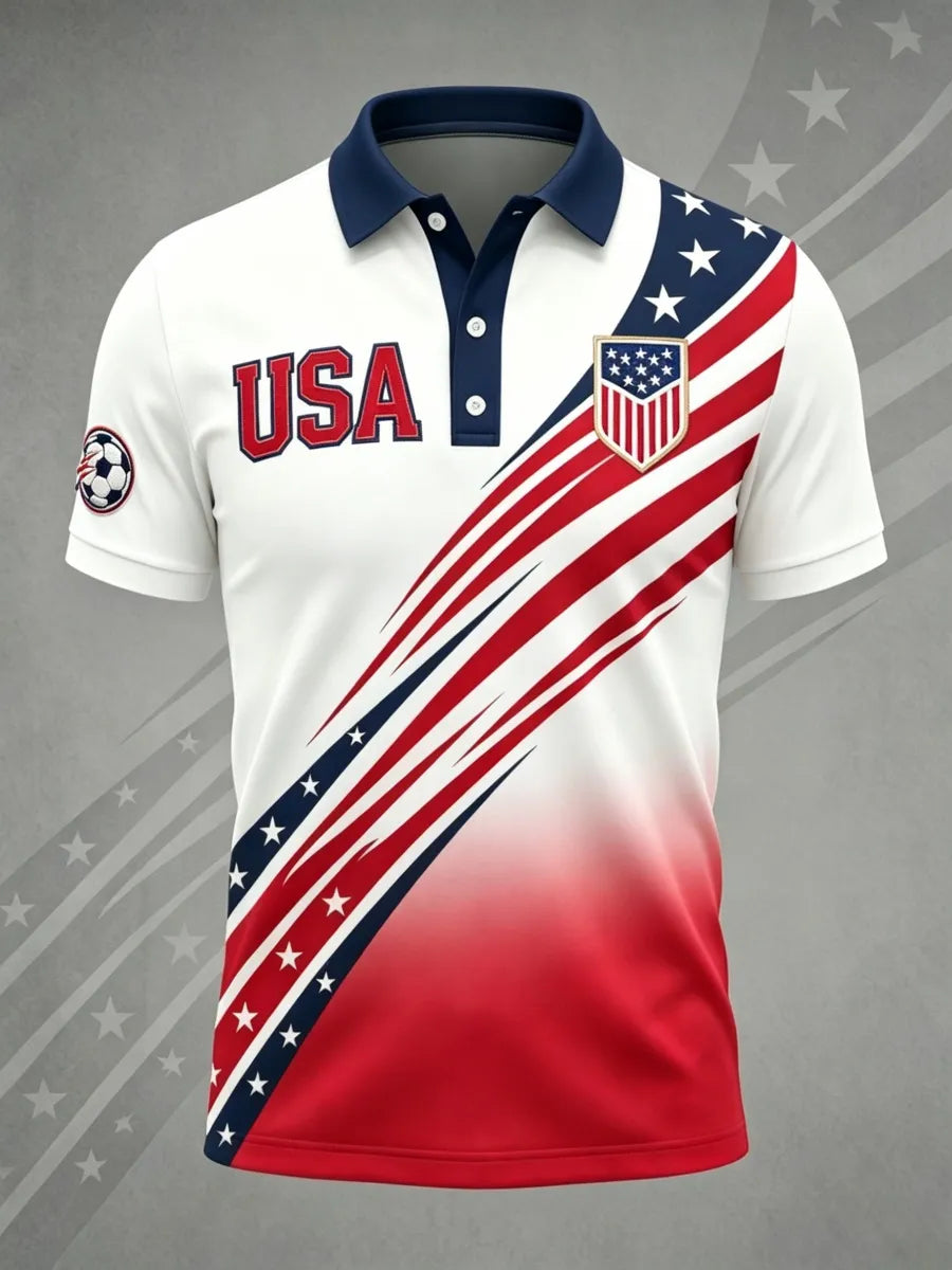 American Football Lover Print Men's Polo Shirt