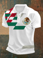 Men's Mexico Flag Print Casual Polo