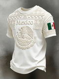Men's Mexican Aztec Totem Print And Football-Themed Fan T-Shirt