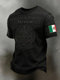 Men's Mexican Football Cheerleading Embossed Textured Art Print T-Shirt