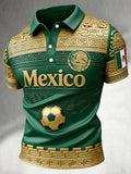 Men's Mexican Football Cheering Embossed Textured Art Print Polo Shirt