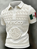 Men's Mexican Football Cheering Embossed Textured Art Print Polo Shirt