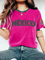 Women's Mexico Football Style Printed T-shirt