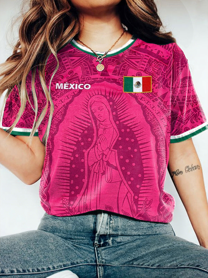 Women's Mexico Football Lover Printed T-shirt