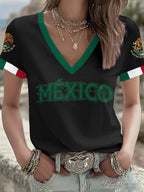 Women's Mexico Football Lover Printed T-shirt