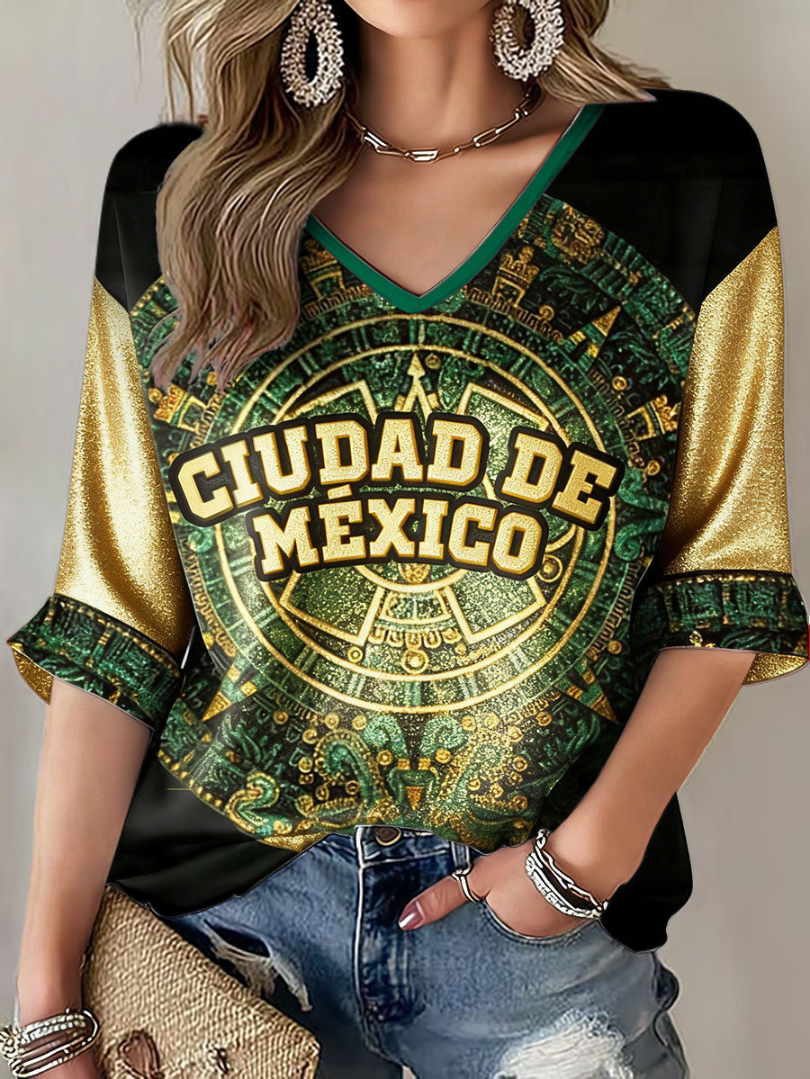 Women's Mexico Football Lover Printed T-shirt