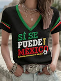 Women's Mexico Football Lover Printed T-shirt