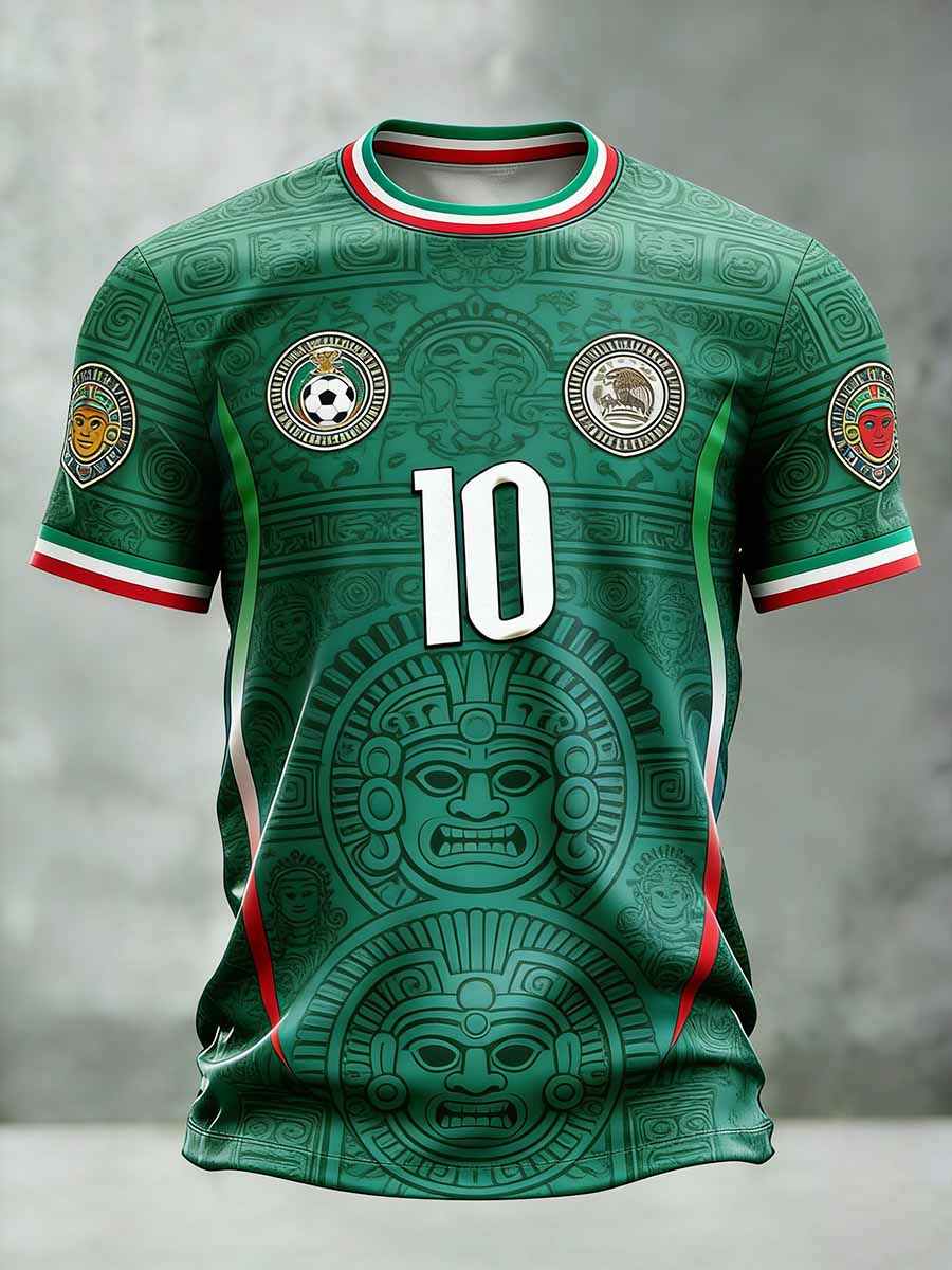Men's Mexico World Cup Commemorative Graphic Print Casual T-Shirt