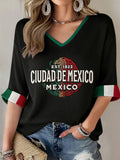 Women's Mexico Football Lover Printed T-shirt
