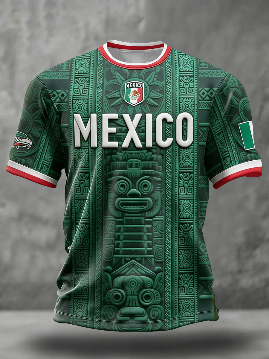 Men's Mexico Football Lover Printed T-shirt