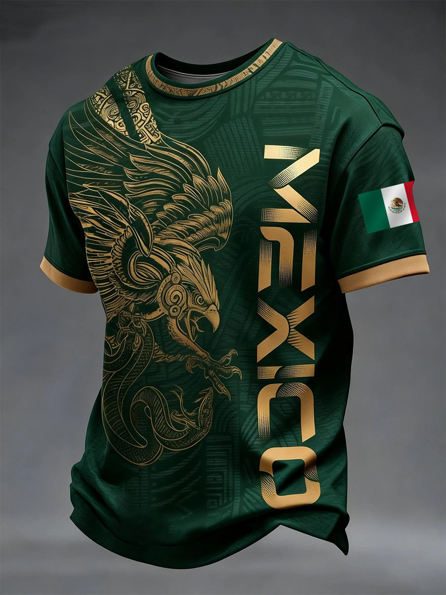 Men's Mexican Aztec Soccer Print Casual Tee