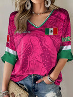 Women's Mexico Football Lover Printed Tops