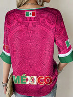 Women's Mexico Football Lover Printed Tops