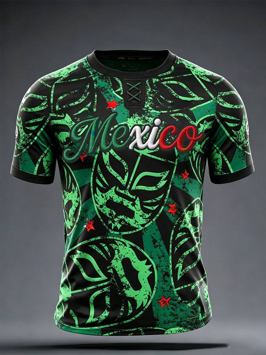 Men's Mexico Football Lover Art Printed T-shirt