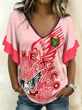 Women's Mexico Football Lover Art Printed T-Shirt
