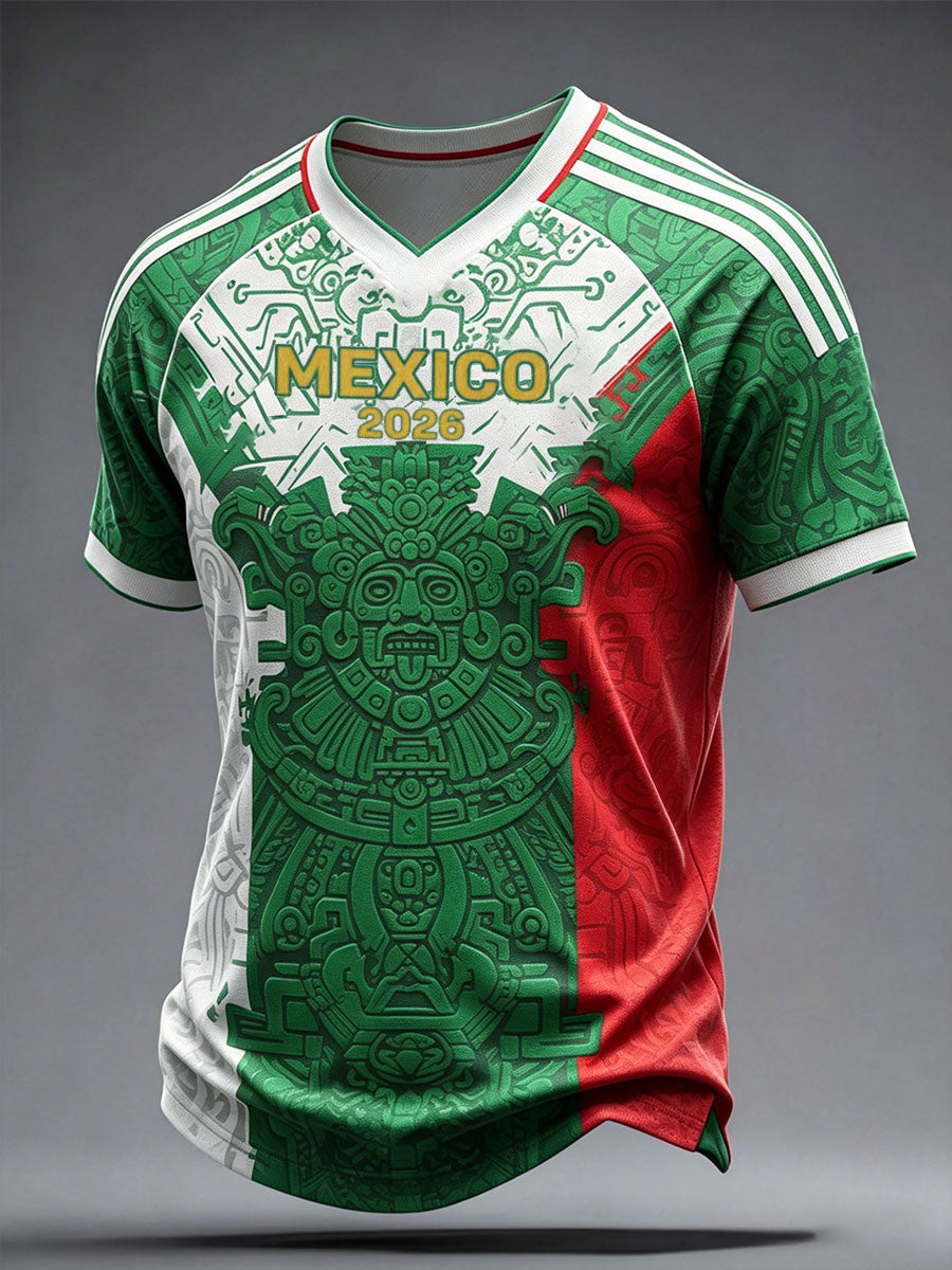 Men's Mexico Football Lover Art Printed T-shirt